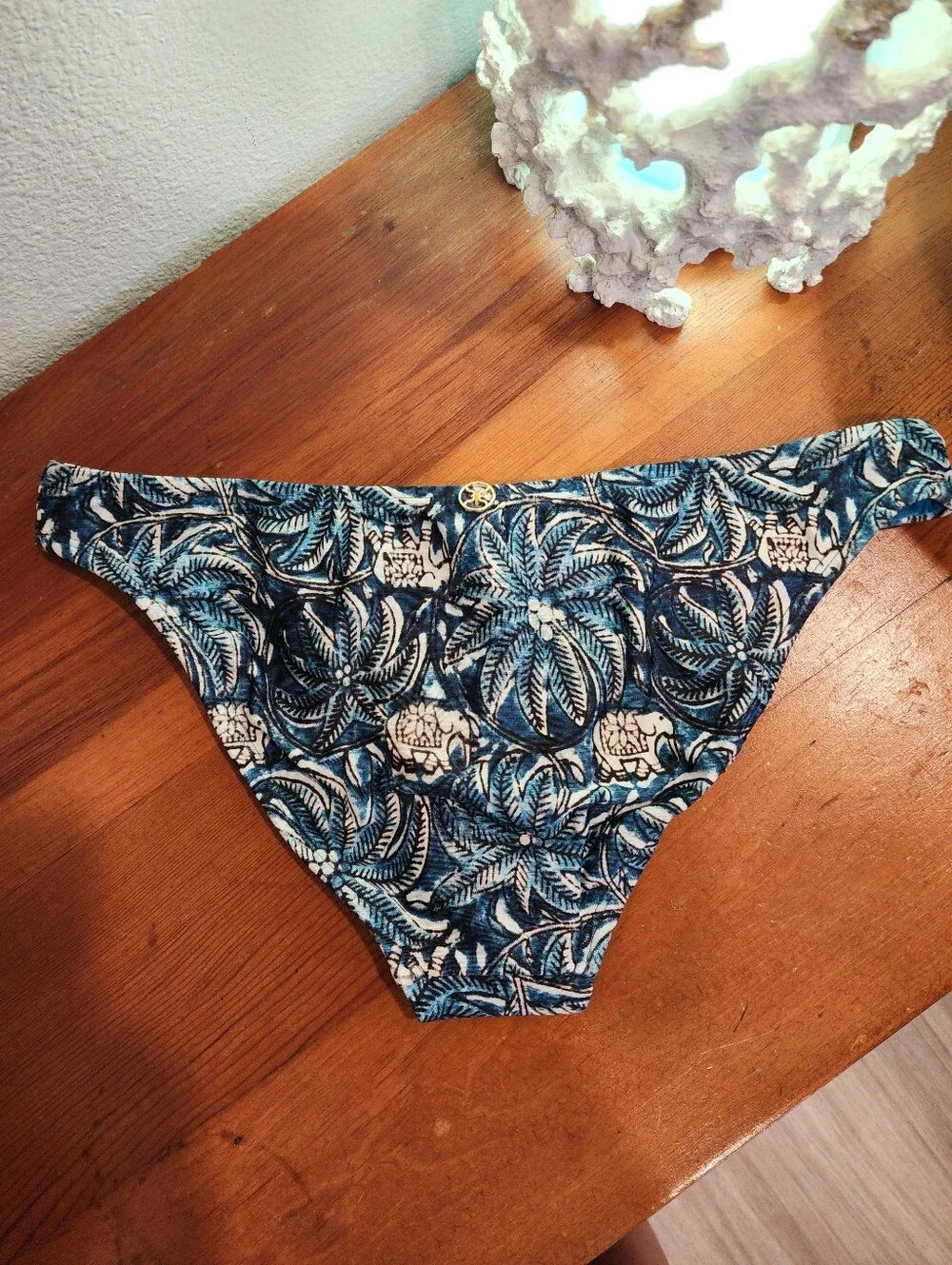 NEW! VIX PAULA HERMANNY SZ M Blue Tropical Elephant Print Bikini Bottoms